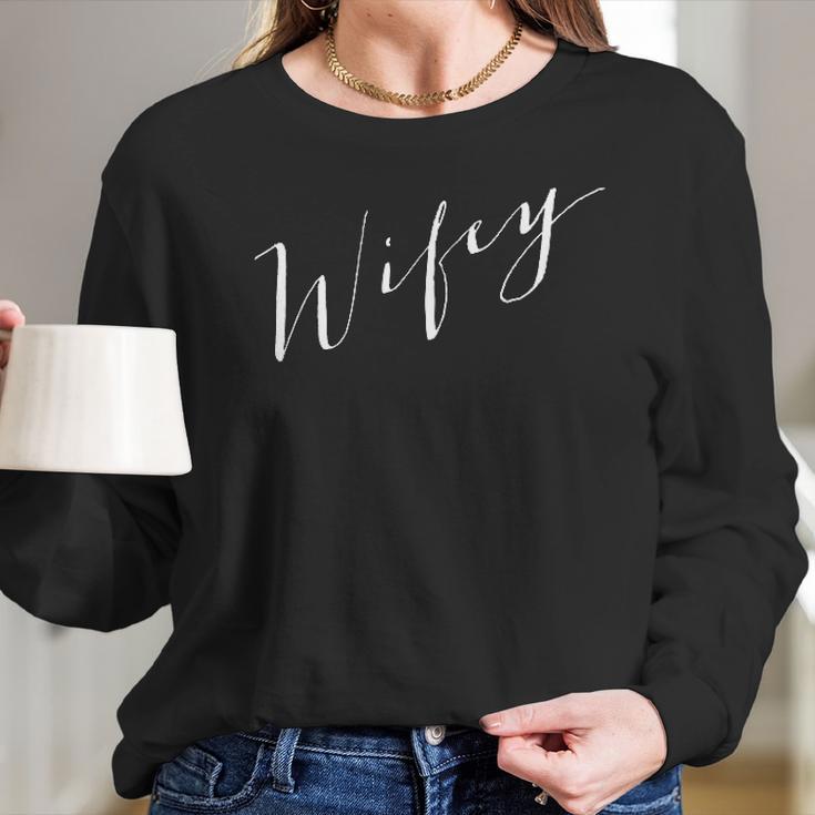 Wifey Hubby Just Married Honeymoon Bride Couples Women Long Sleeve Tshirt