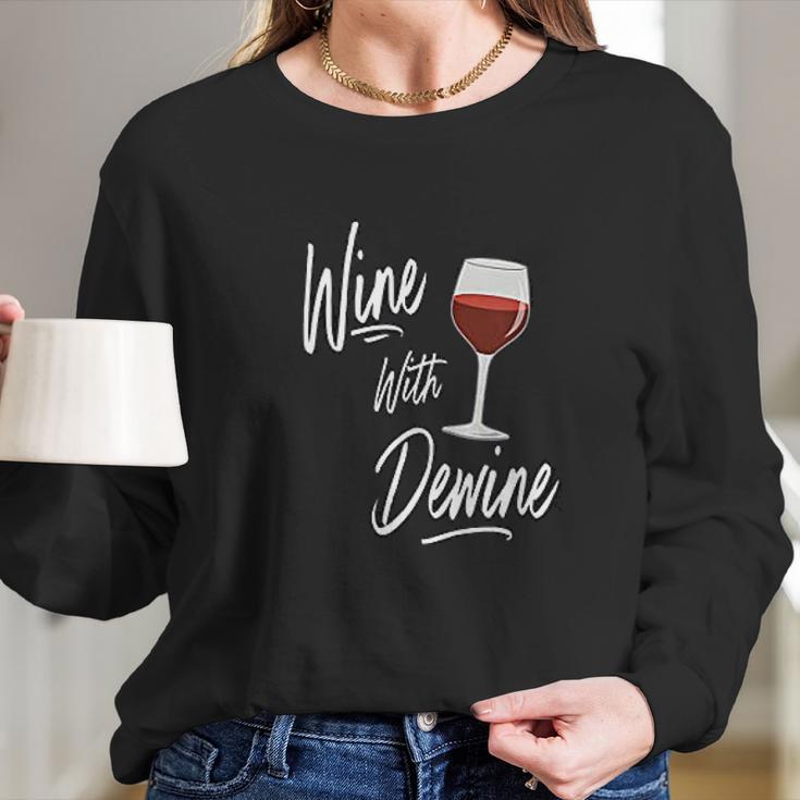 Wine With Dewine Drinking Game Ohio Mike Dewine Women Long Sleeve Tshirt