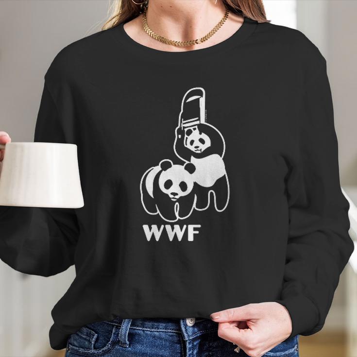 Wwf Funny Panda Bear Wrestling Women Long Sleeve Tshirt