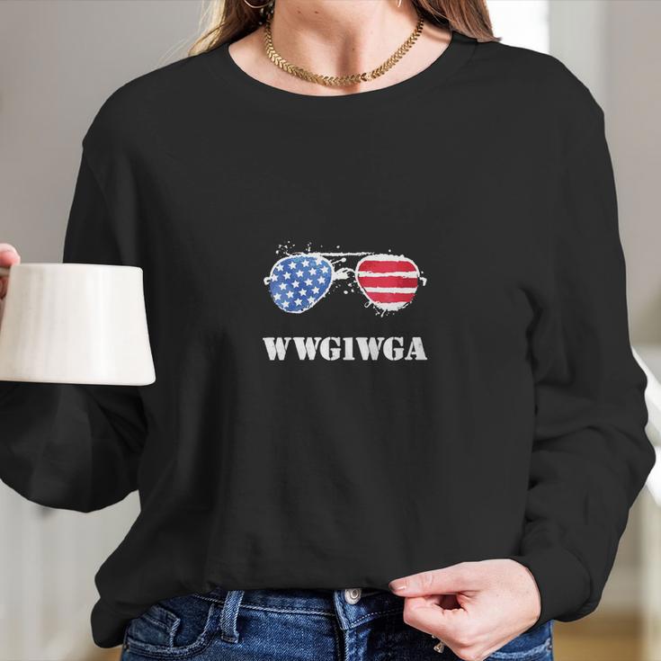 Womens Wwg1wga Qanon Wwg1wga For Q Patriot Q Anon Shirt Women Long Sleeve Tshirt