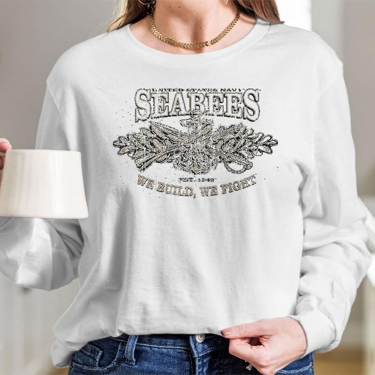 762 Design Usn Seabees Heather Military Green Women Long Sleeve Tshirt