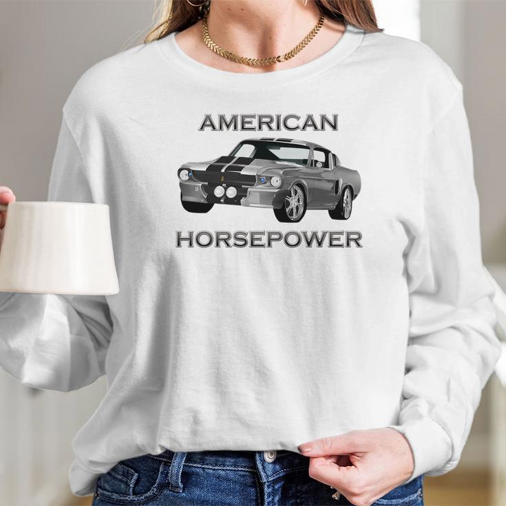 American Horsepower Muscle Car Hot Rod Pony Car Women Long Sleeve Tshirt