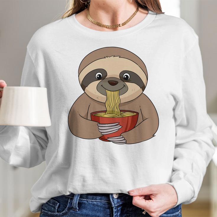 Anime Sloth Ramen Noodles Women Anime Women Long Sleeve Tshirt