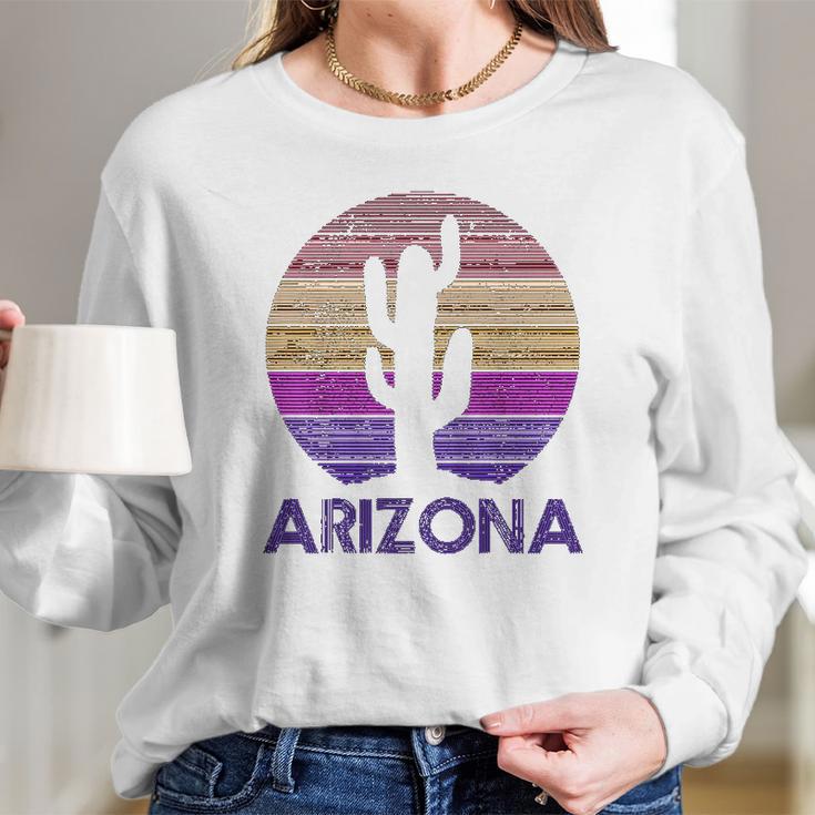 Arizona Vintage Retro Cactus Souvenir Gift Women Long Sleeve Tshirt