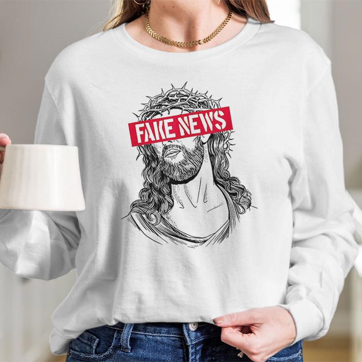 Blackcraft Antichrist Jesus Fake News Skeptic Atheist Women Long Sleeve Tshirt