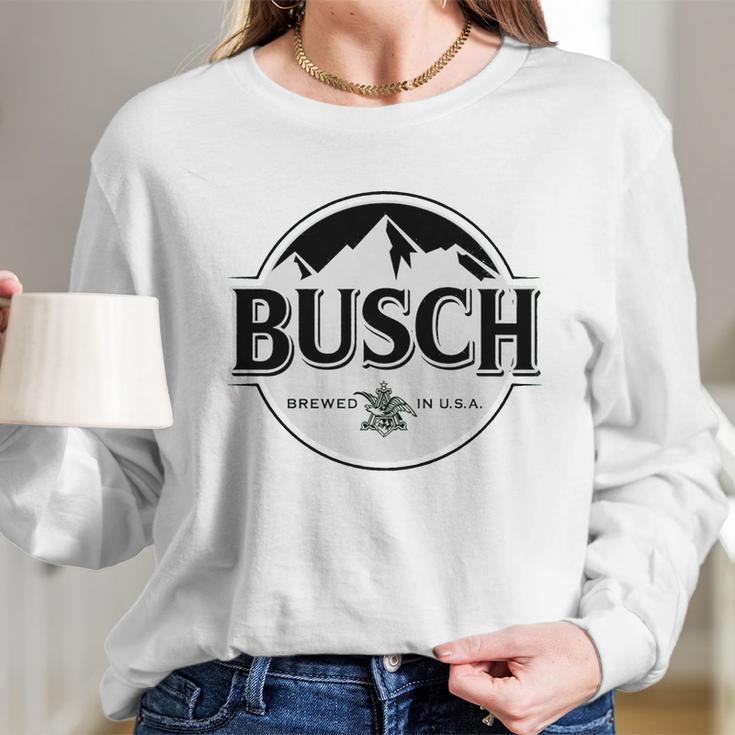 Busch Beer Black &Ampamp White Logo T-Shirt Women Long Sleeve Tshirt