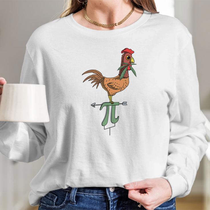 Chicken Pot Pi Marijuana Cannabis Pie Funny Math Pun Women Long Sleeve Tshirt