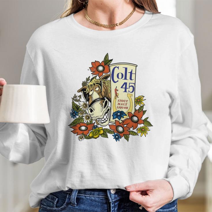 Colt 45 Stout Malt Liquor Donkey Shirt Women Long Sleeve Tshirt