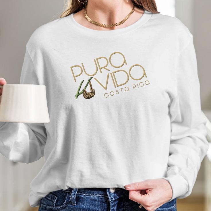 Costa Rica Summer Sloth Pura Vida National Motto Women Long Sleeve Tshirt