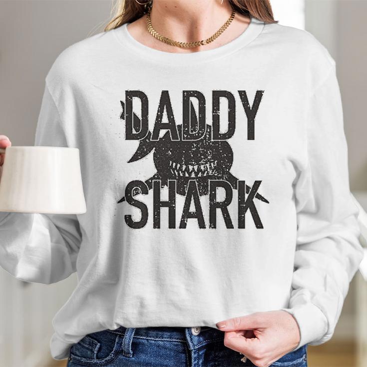 Daddy Shark Black Graphic Best Christmas Gifts For Dad Women Long Sleeve Tshirt