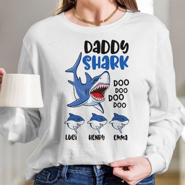 Daddy Shark Family Name Best Christmas Gifts For Dad Women Long Sleeve Tshirt