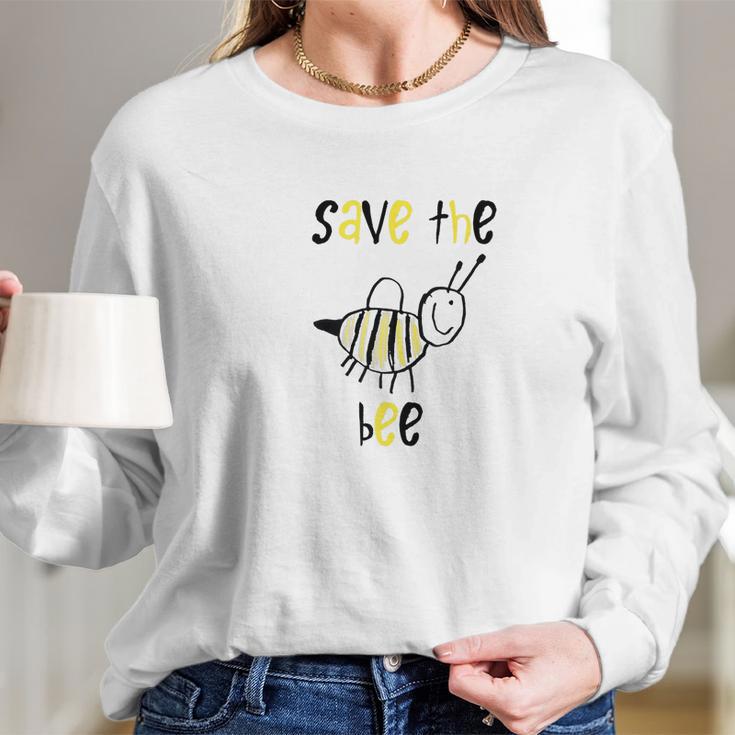 Designed By Kids Save The Bee Nature Protection Gift Women Long Sleeve Tshirt