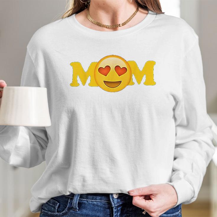 Emoji Mothers Day For Women Mom Heart Eyes Emoji Love Women Long Sleeve Tshirt