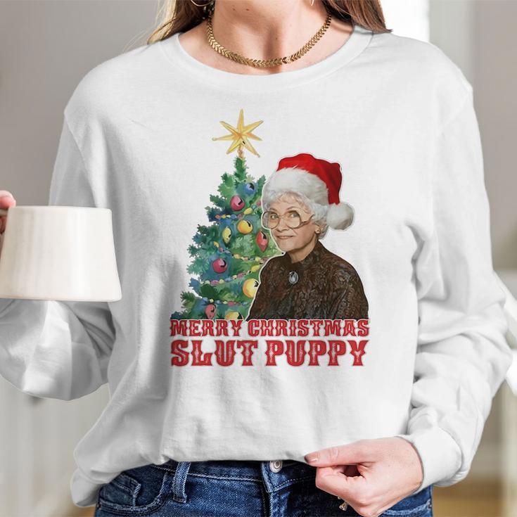 Golden Girls Sophia Merry Christmas Slut Puppy Hoodie Women Long Sleeve Tshirt