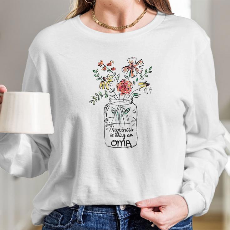 Happiness Is Being Oma Life Flower Artgrandma Women Long Sleeve Tshirt