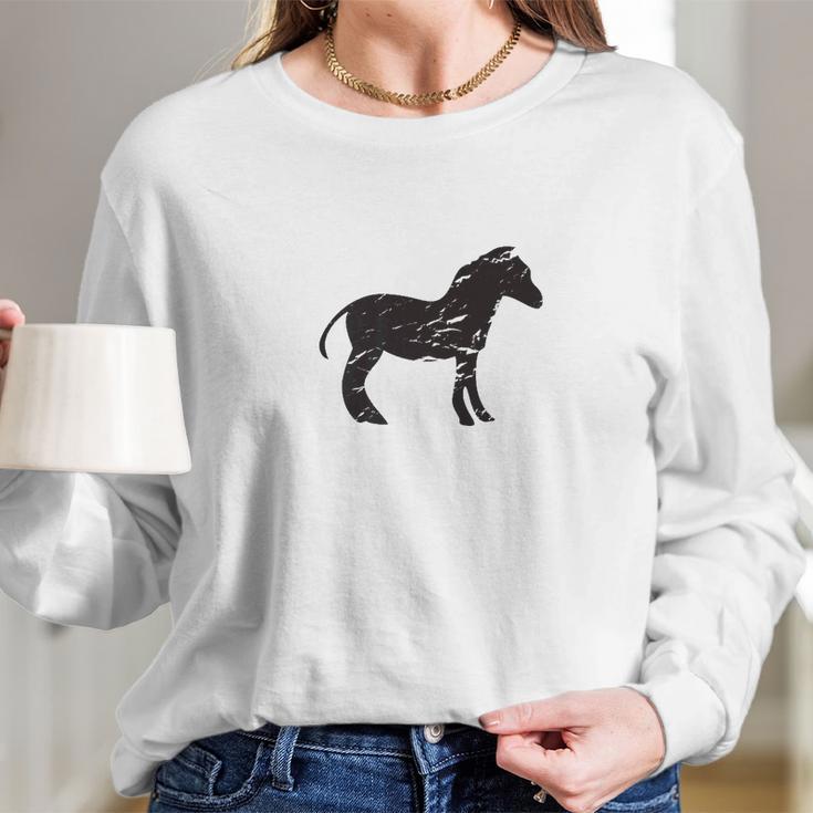 Horse Stallion Or Young Colt Vintage Distressed Women Long Sleeve Tshirt