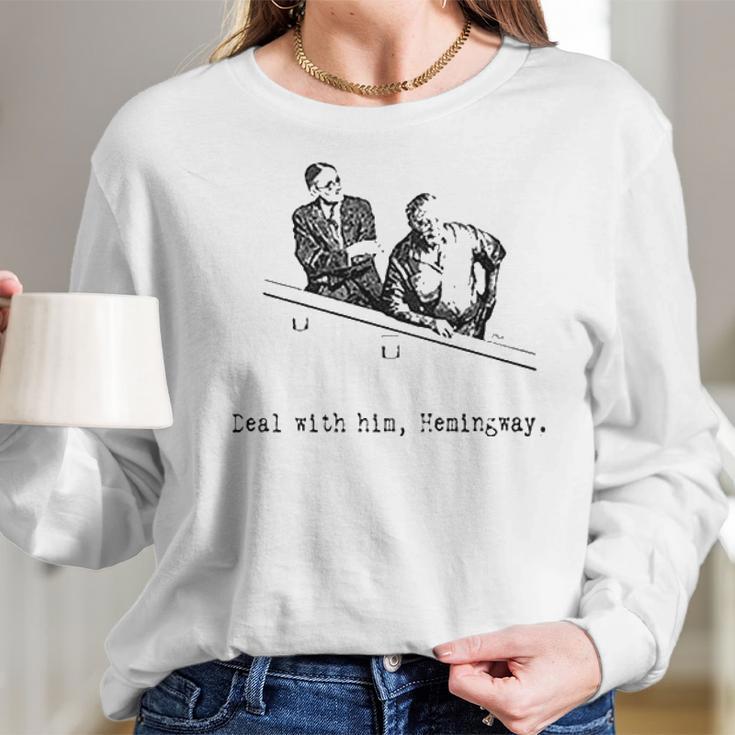 James Joyce X Ernest Hemingway Drunken Shenanigans Painting Classic Women Long Sleeve Tshirt