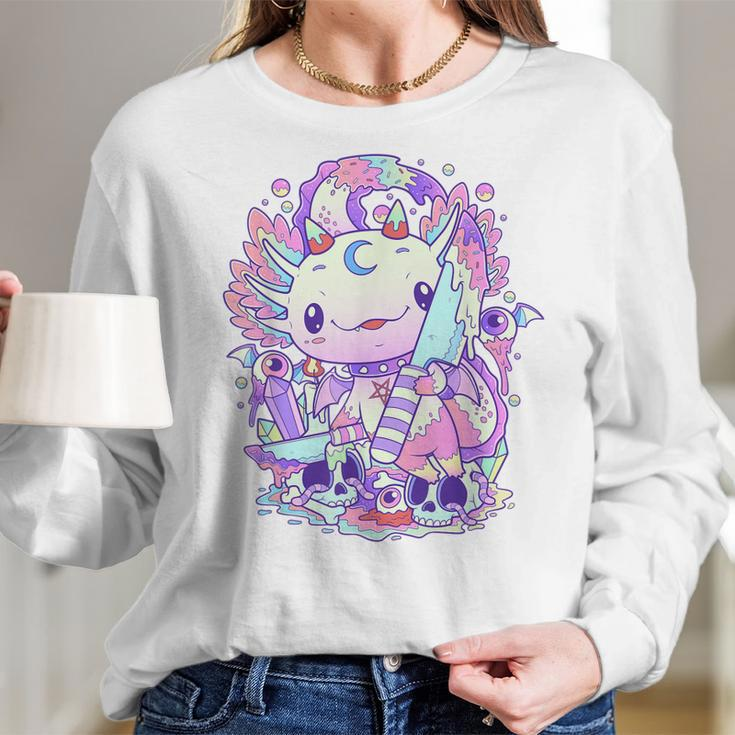 Kawaii Pastel Goth Cute And Creepy Axolotl Knife V2 Men Women T-Shirt Graphic Print Casual Unisex Tee Women Long Sleeve Tshirt