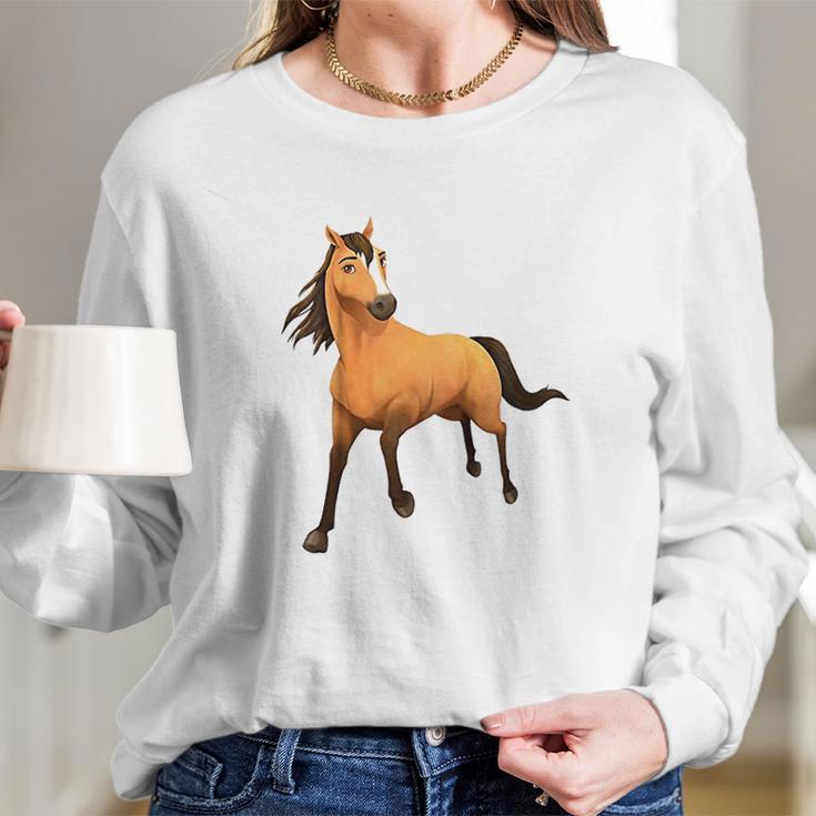 Kids Dreamworks Spirit Riding Free Spirit Horse Women Long Sleeve Tshirt