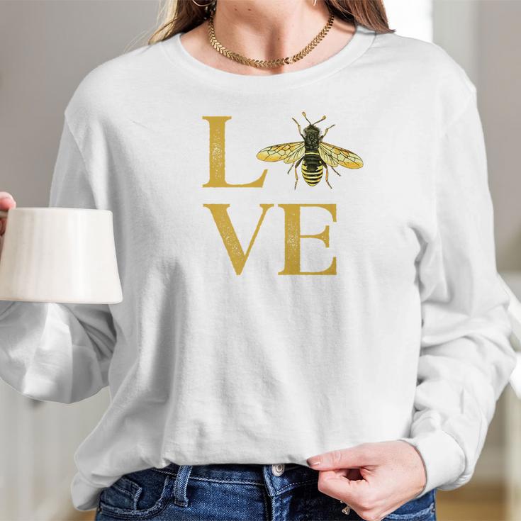 Love Bees Beekeeper Gift Cute Honey Bee Women Long Sleeve Tshirt