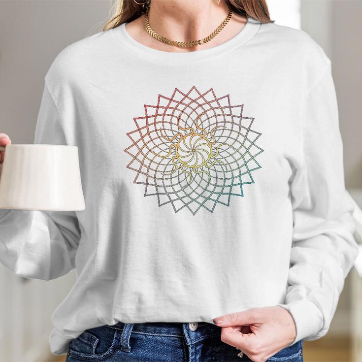 Mandala Geometry Sacred Fractal Art Yoga Mantra Good Vibe Women Long Sleeve Tshirt