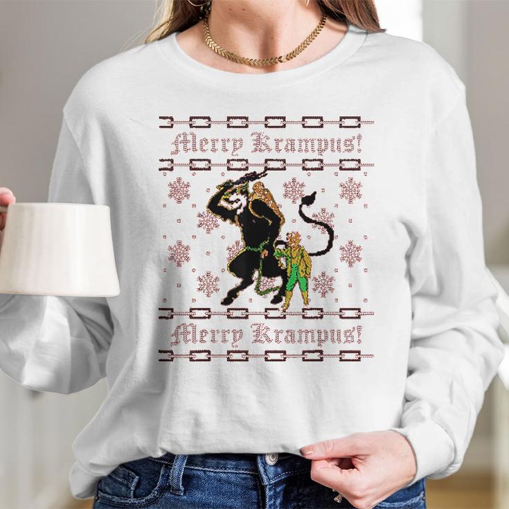 Merry Krampus Funny Ugly Christmas Women Long Sleeve Tshirt