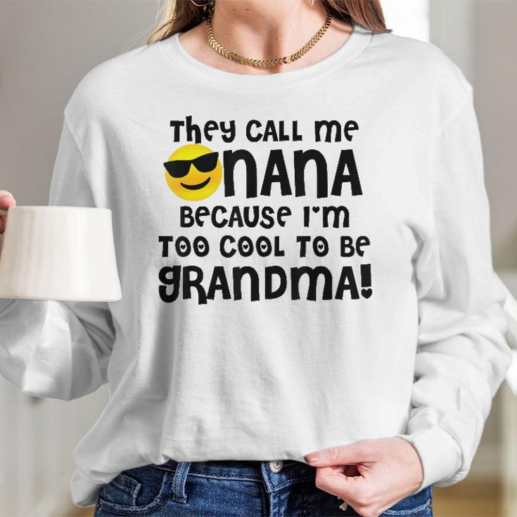 Mothers Day For Cool Nana Grandma Emoji Shades Women Long Sleeve Tshirt