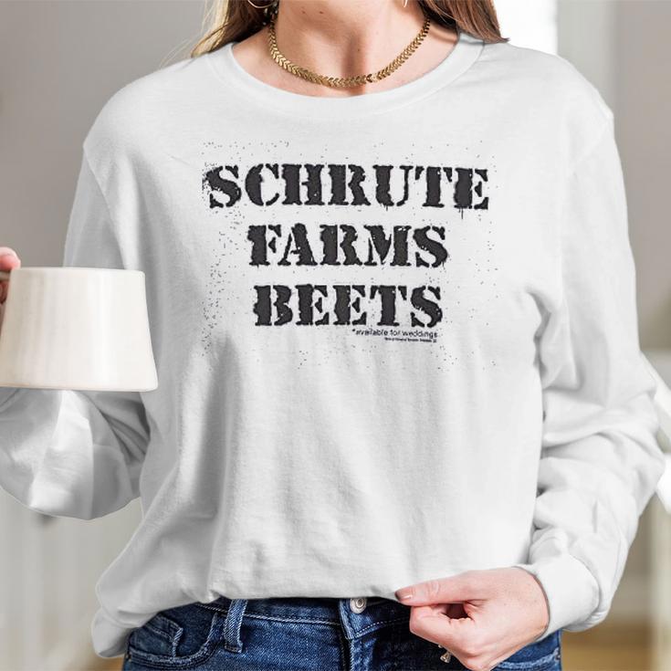 The Office Schrute Farm Beets Gray Women Long Sleeve Tshirt