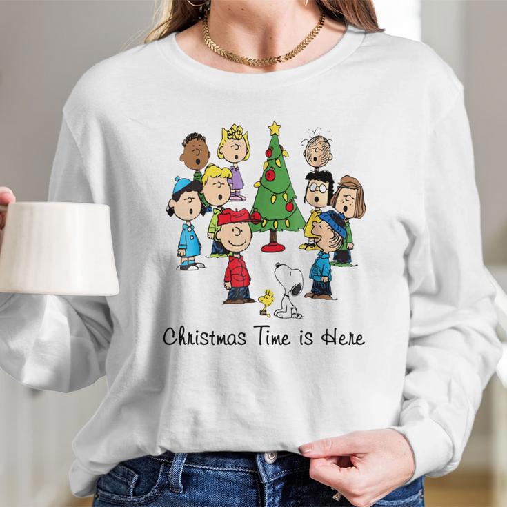 Peanuts Christmas Time Is Here Shirt Women Long Sleeve Tshirt