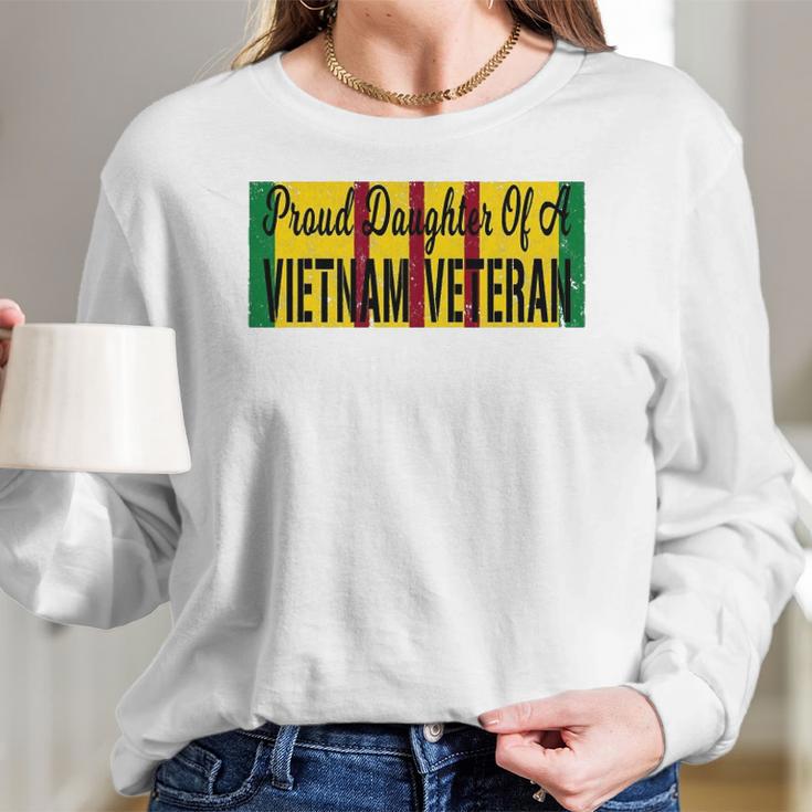 Proud Daughter Of A Vietnam Veteran Us War Service Ribbon Women Long Sleeve Tshirt