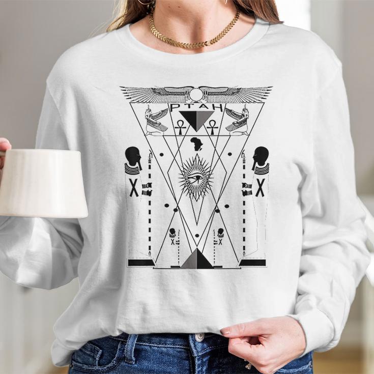 Ptah Egyptian God Sacred Geometry Science Kemetic Women Long Sleeve Tshirt