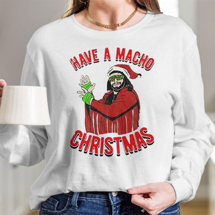 Randy Macho Man Savage Have A Macho Christmas Graphic Women Long Sleeve Tshirt