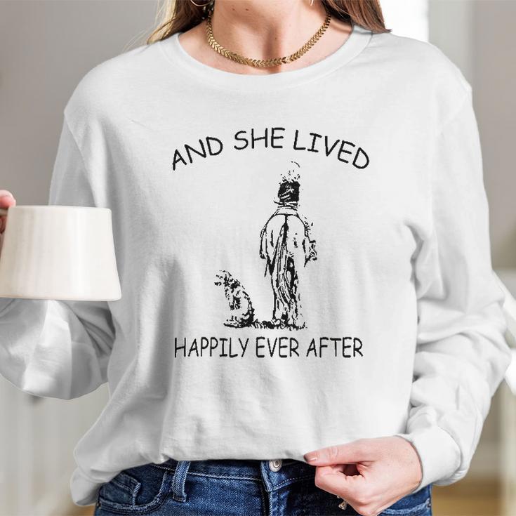 And She Lived Happily Ever After Funny Horse Dogs Women Long Sleeve Tshirt