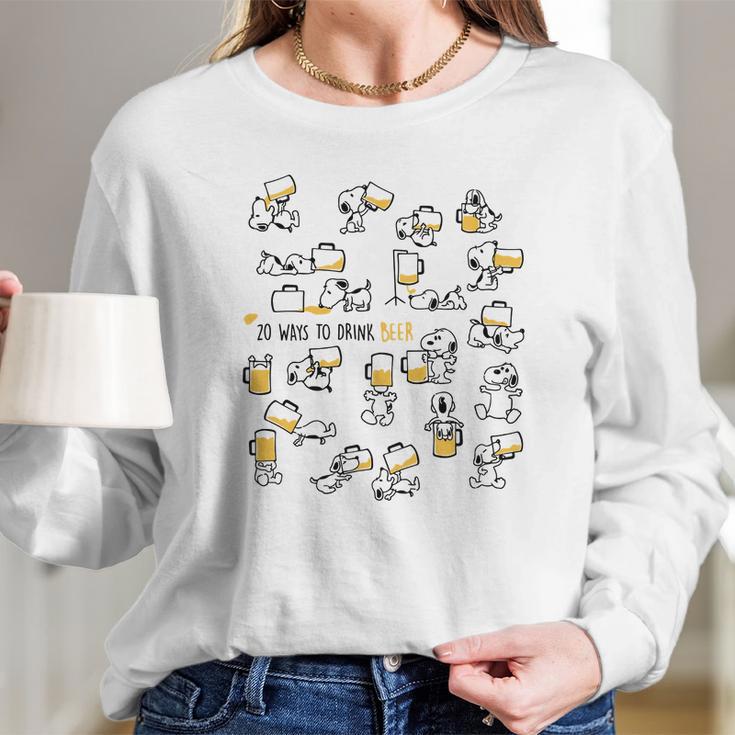 Snoopy 20 Ways To Drink Beer Shirt Women Long Sleeve Tshirt