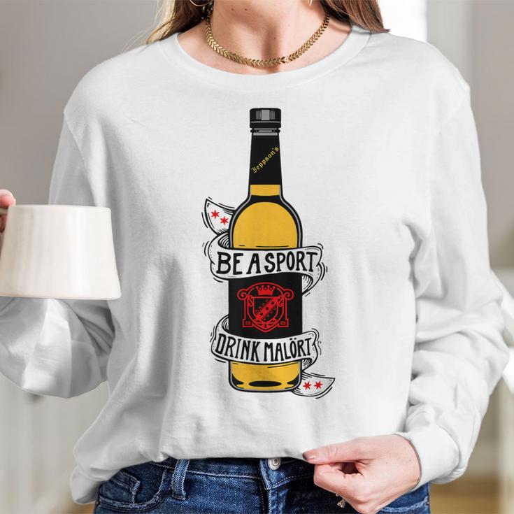 Be A Sport Drink Malort Team Malort Alcohol Liquor Men Women T-Shirt Graphic Print Casual Unisex Tee Women Long Sleeve Tshirt