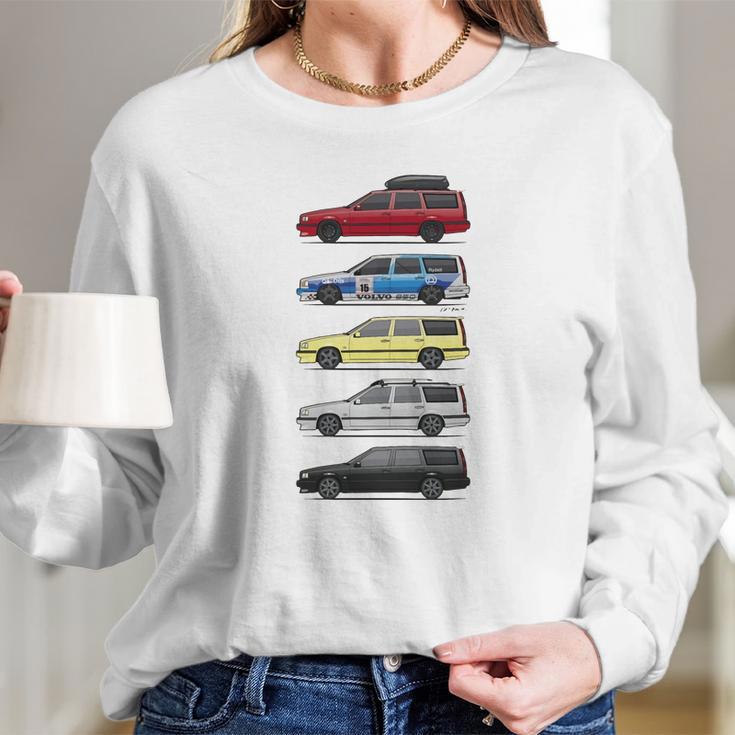 Stack Of Volvo 850R T5 Wagons Womens T-Shirts Women Long Sleeve Tshirt