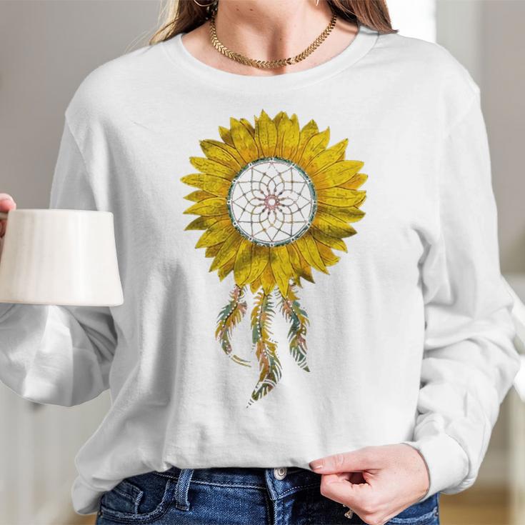 Sunflower Tribal Dreamcatcher Summer Flower Floral Design Unisex SunflowerSunflower Sunflower S Sunflower Gift Women Long Sleeve Tshirt