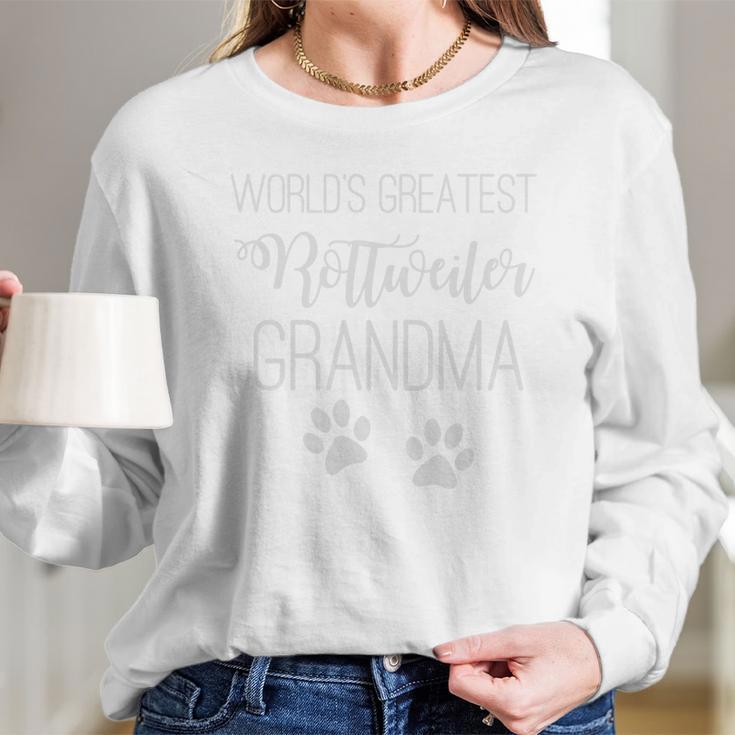 Worlds Greatest Rottweiler Grandma Love My Dog Paw _Extract Women Long Sleeve Tshirt