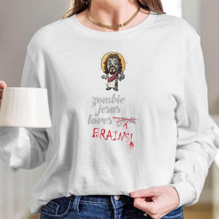 Zombie Jesus Loves You Meme Women Long Sleeve Tshirt