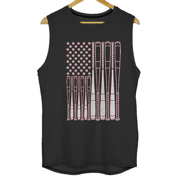 Baseballs And Bats American Flag Youth Men Tank Top