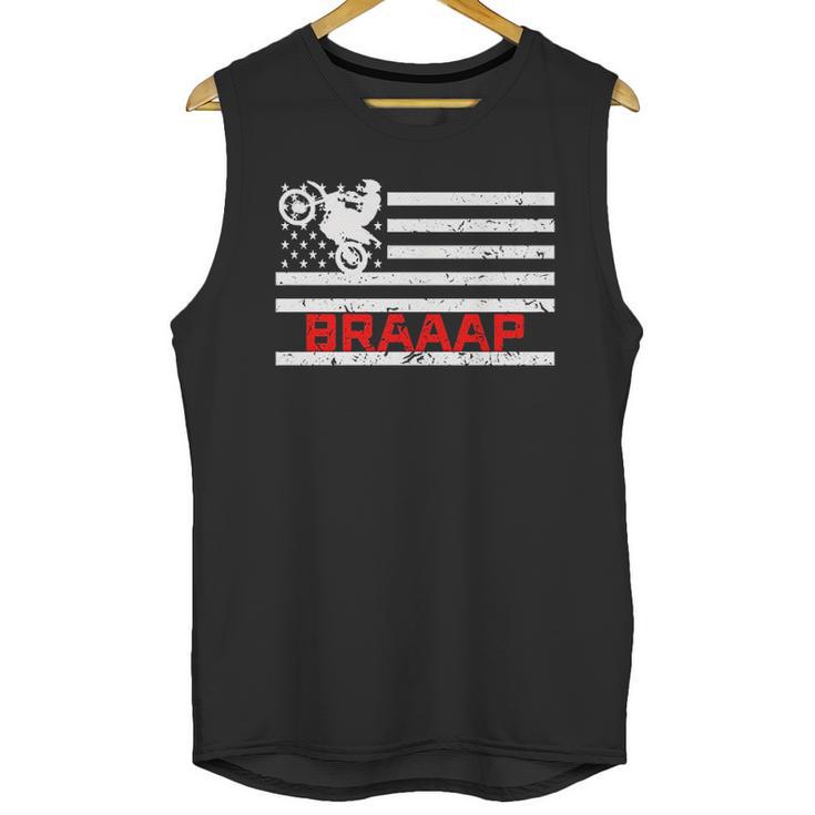 Braaap Vintage Usa American Flag Dirt Bike Men Tank Top