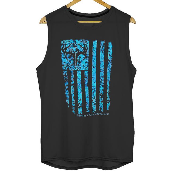 Country Life Outfitters Blue Camo American Flag Black Men Tank Top