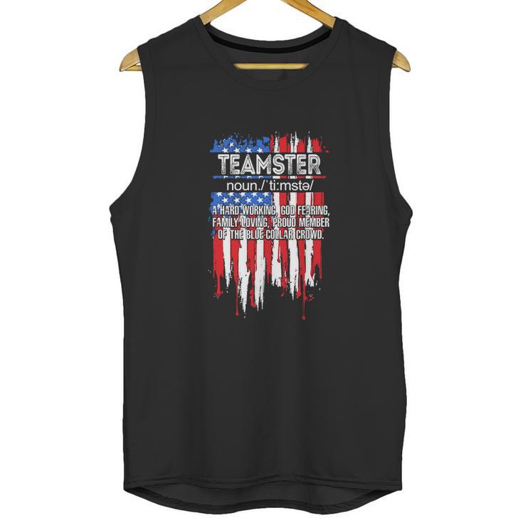 Funny Fathers Day Usa Flag Teamster Definition Graphic Design Printed Casual Daily Basic Men Tank Top