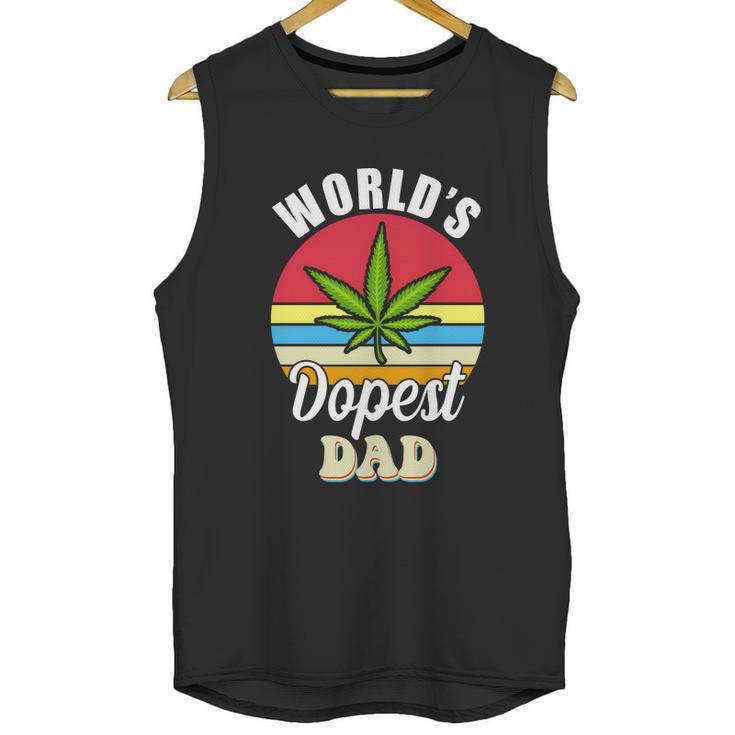 Funny Worlds Dopest Dad Funny Marijuana Retro Men Tank Top