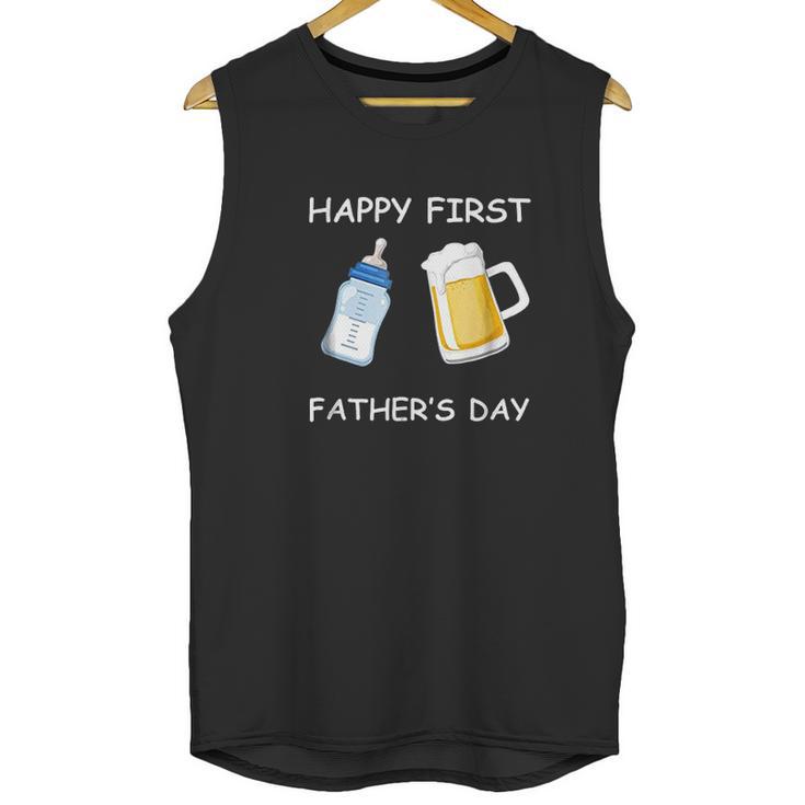 Happy First Fathers Day Funny Emoji Men Gift Men Tank Top