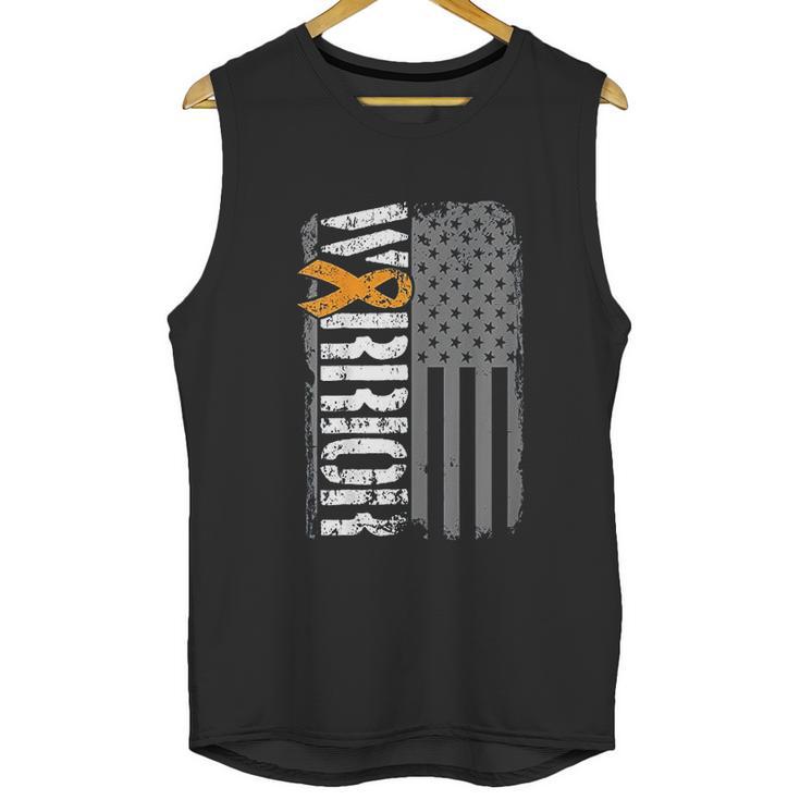 Kidney Warrior  Sideways Awareness Ribbon Usa Flag Men Tank Top