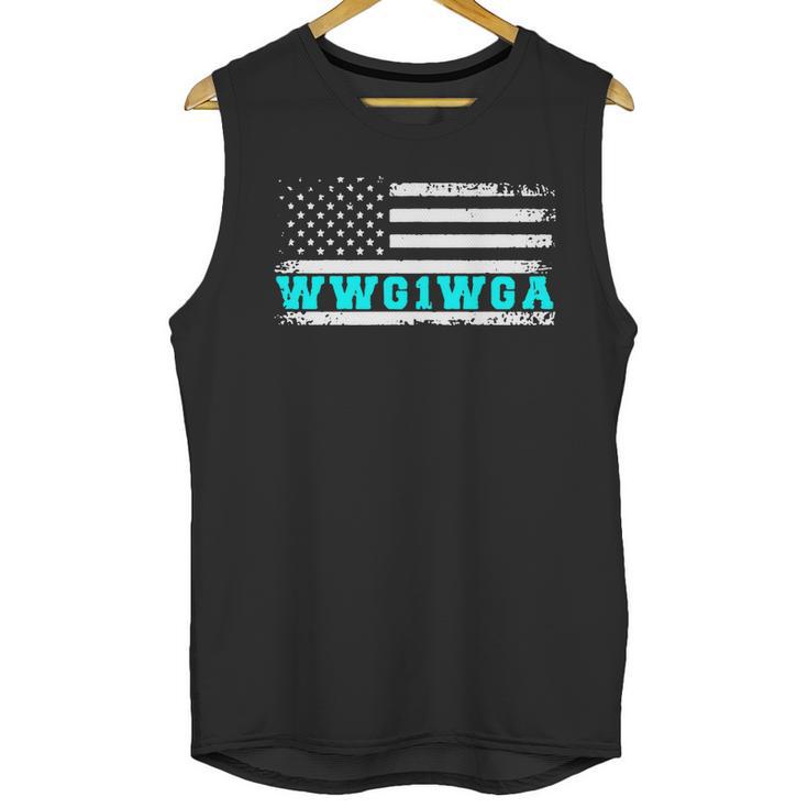 Qanon Apparel Wwg1wga Us Flag Retro Q Anon Men Tank Top