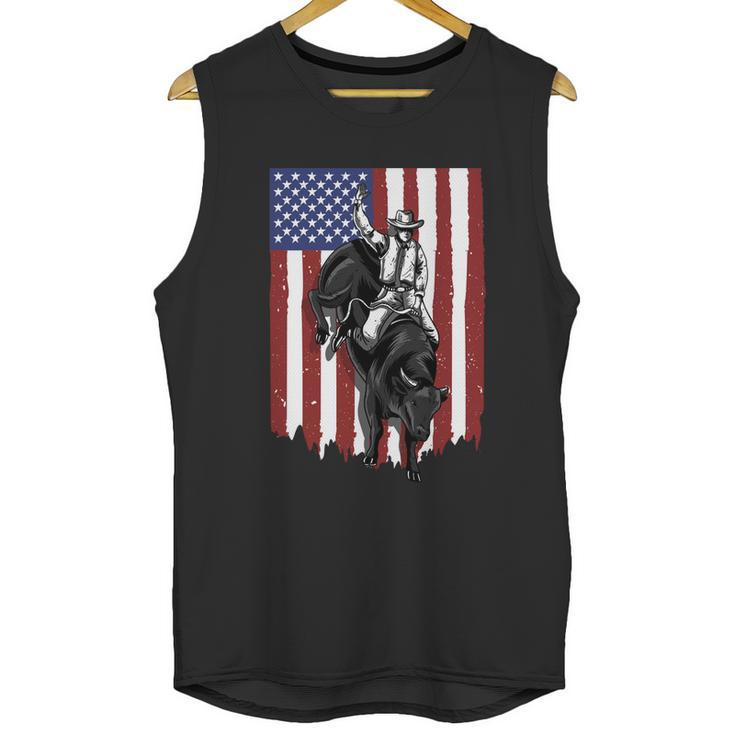 Rodeo Bull Rider Patriotic American Usa Flag For Cowboys Cute Gift Men Tank Top