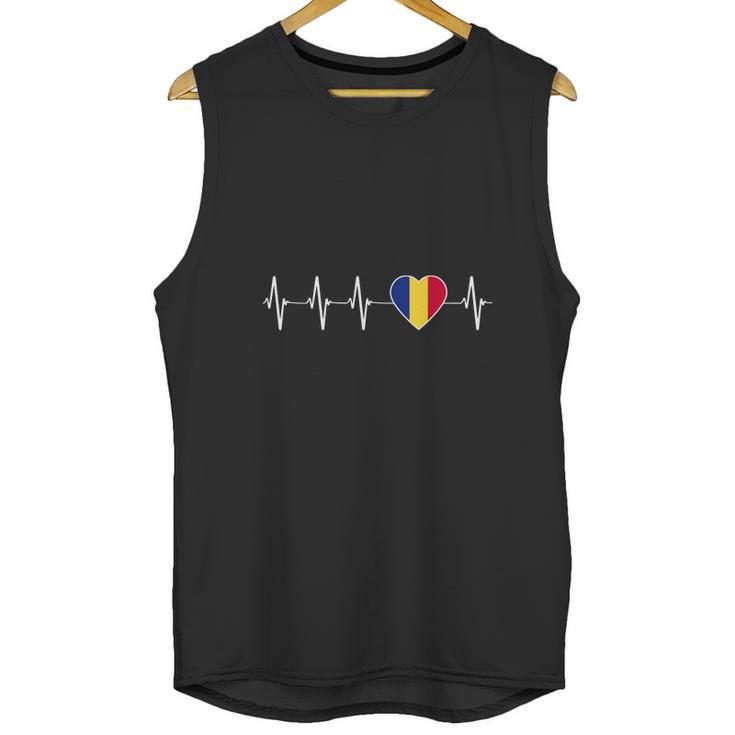 Romanian Heartbeat I Love Romania Heart Flag Men Tank Top