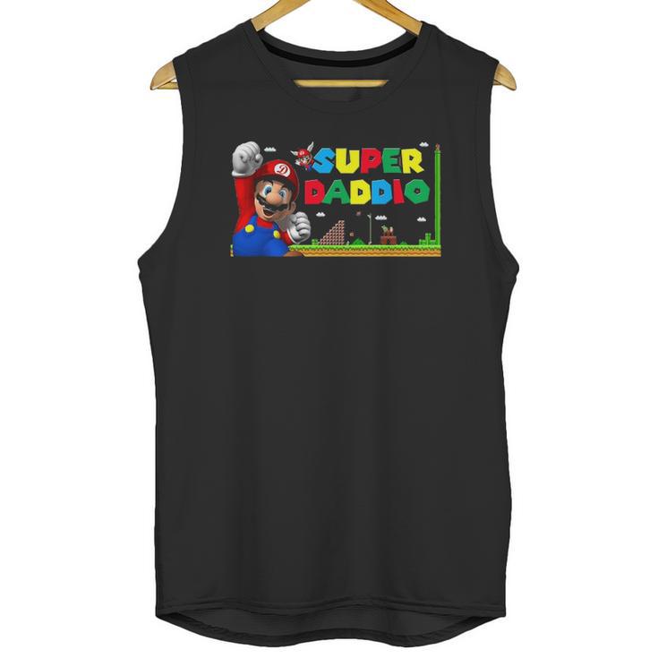 Mens Super-Daddio Funny Dad Daddy Tee Father Video Game Lovers Men Tank Top